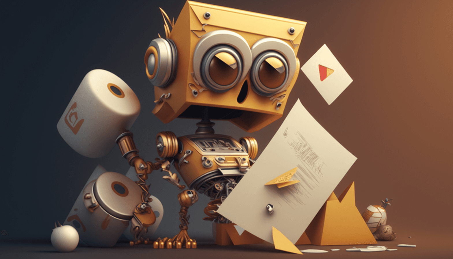 Robot and Letters Illustration