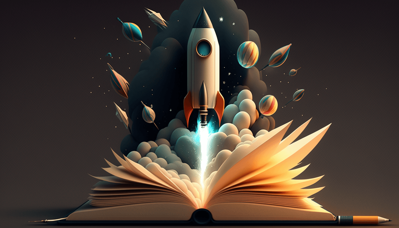 Rocket launching from a diary Illustration