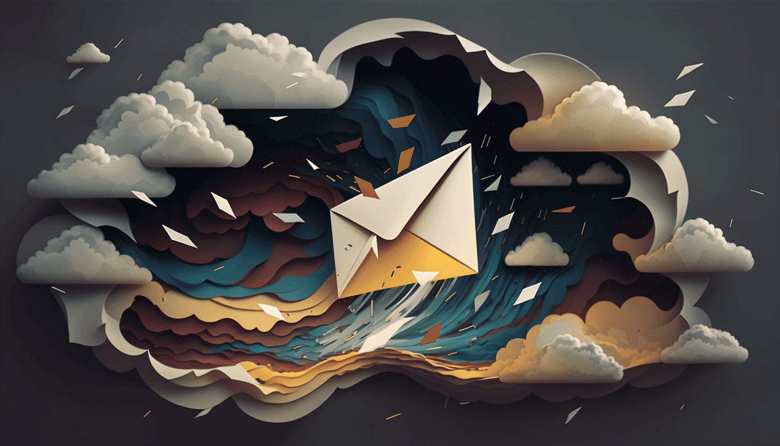 Sending Email through clouds Illustration